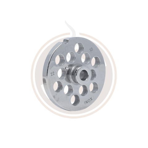 Omcan European Style #22 stainless steel plate with hub, 12mm (1/2") - one notch/ round - 4 / CS - 11204
