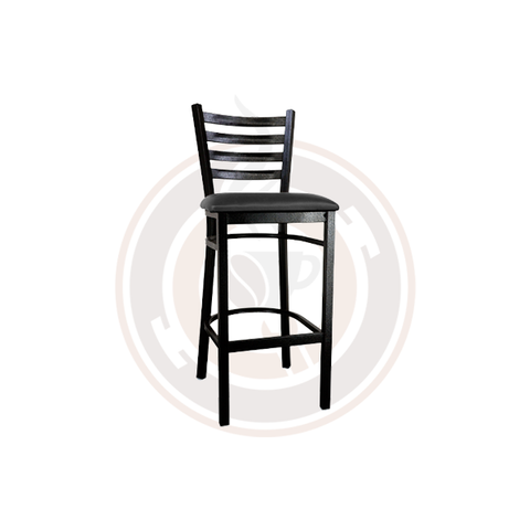 Omcan Bar Height Metal Ladder Chair - Black - 44397