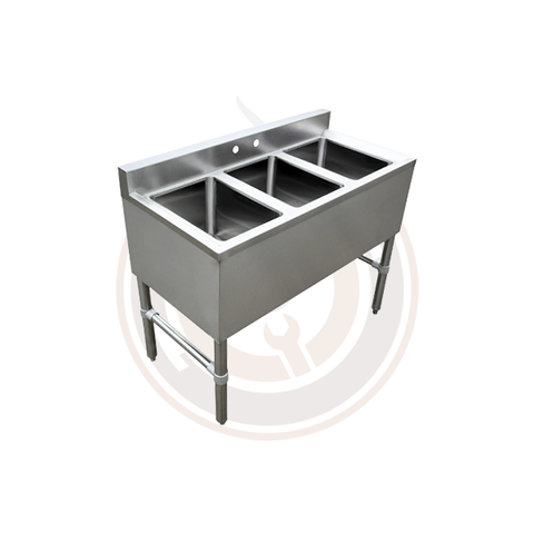Omcan Under Bar Sink with 3 Compartments and No Drain Board - 44601