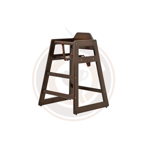 Omcan Commercial Walnut Wooden High Chair - 80611