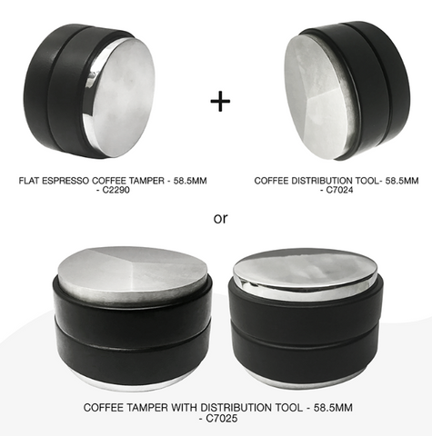 Krome Coffee Tamper with Distribution Tool 58.5mm Krome Coffee Tamper with Distribution Tool 58.5mm