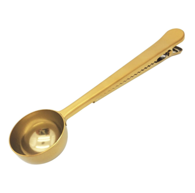 Coffee scoop with bag clip vibrant gold Coffee scoop with bag clip vibrant gold