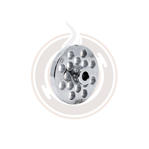 Omcan European Style #12 stainless steel plate with hub, 10mm (3/8") - one notch/ round - Set of 4 - 11196