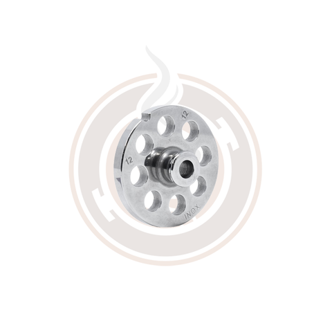 Omcan European Style #12 stainless steel plate with hub, 12mm (1/2") - one notch/ round - 4 items / CS - 11197