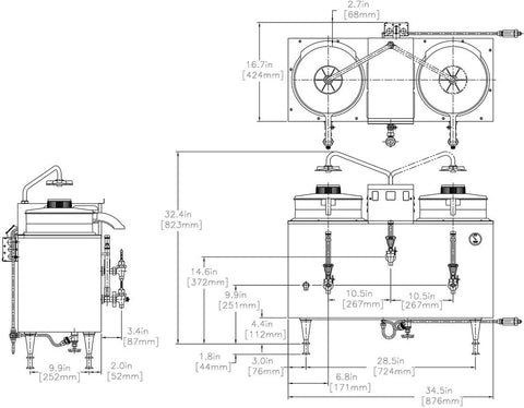 Bunn 11.4L U38 Twin Automatic Electric Coffee Urn 208V-20500.6081