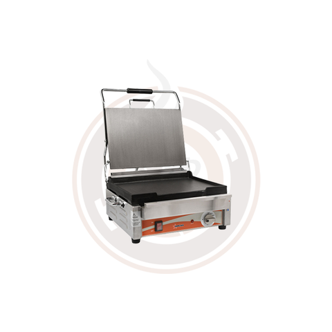 Omcan 12" x 15" Single Panini Grill with Smooth Top and Bottom Grill Surface - 21465