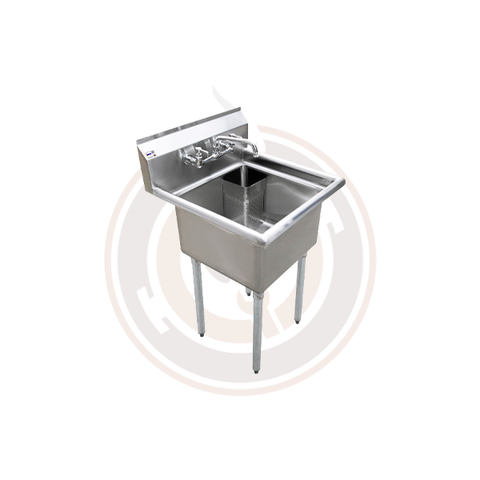 Omcan SS Sinks - 18" x 18" x 11" One Tub Sink / No Drain Board - 43761 / 22112