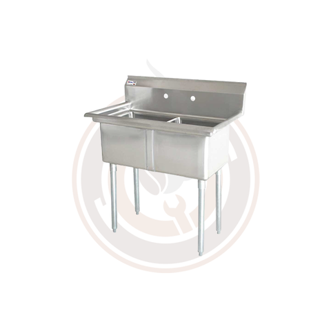 Omcan SS Sinks - 18" x 18" x 11" Two Tub Sink / No Drain Board - 22113 / 43769