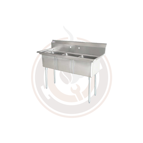 Omcan SS Sinks - 18" x 18" x 11" Three Tub Sink / No Drain Board - 22114 / 43765