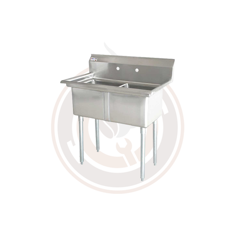 Omcan SS Sinks - 24" x 24" x 14" Two Tub Sink / No Drain Board - 22119 / 43791