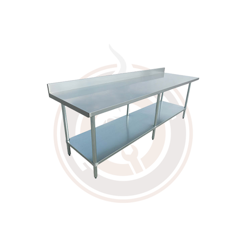 Elite Series 30″ x 96″ Stainless Steel Worktable with 4″ Backsplash