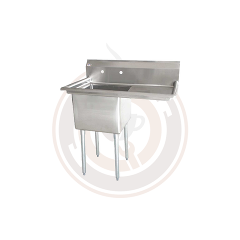 Omcan SS Sinks - 18" x 18" x 11" One Tub Sink / Right Drain Board - 25248 / 43762