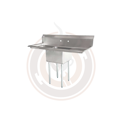 Omcan SS Sinks - 18" x 18" x 11" One Tub Sink / 2 Drain Board - 25249 / 43759