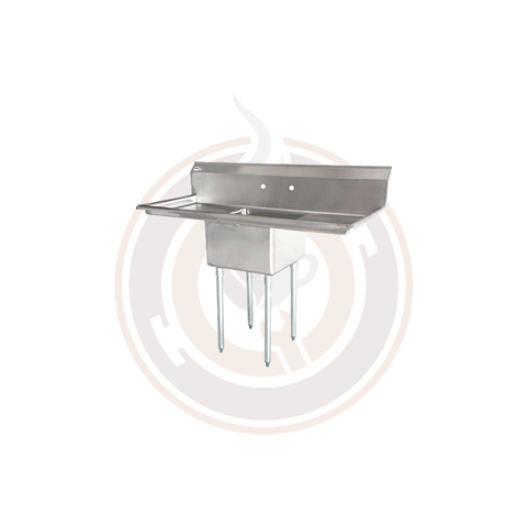 Omcan SS Sinks - 24" x 24" x 14" One Tub Sink / 2 Drain Board - 25255 / 43785