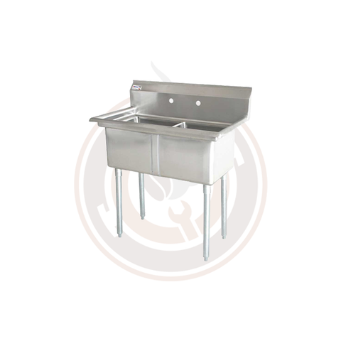 Omcan SS Sinks - 18" x 21" x 14" Two Tub Sink / No Drain Board - 25266 / 43780