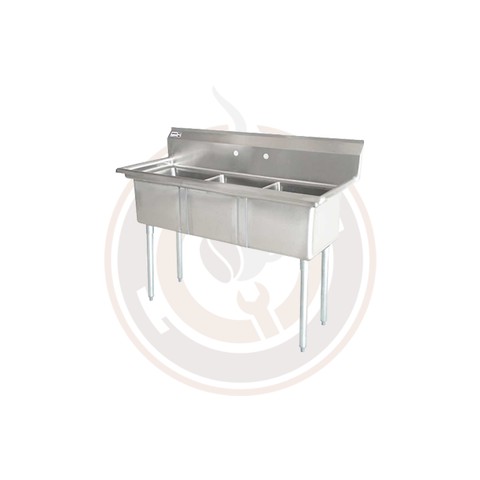 Omcan SS Sinks - 18" x 21" x 14" Three Tub Sink / No Drain Board - 25270 / 43776
