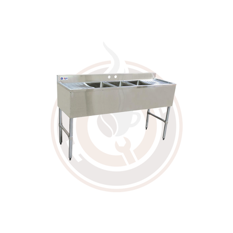 Omcan Under Bar Sink with 3 Compartments with Two Drain Boards - 25274