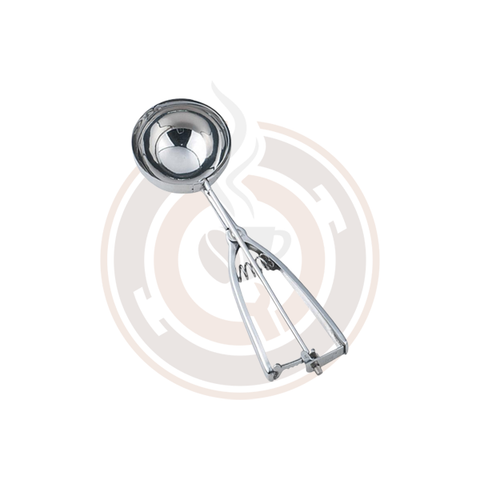 Omcan #12 Stainless Steel Squeeze Handle Ice Cream Scoop Disher - 3 1/4 oz - 34851