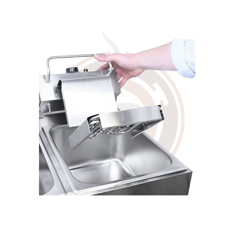 Omcan 6 Qt (7 Liters) Double Countertop Electric Fryer - 110V, 1Ph, 1350W (x2) - 34868