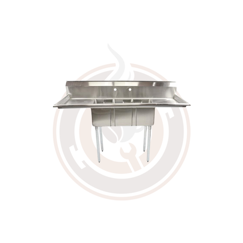 Omcan SS Space Saver Sinks - 10" x 14" x 10" - Three Tub Sink / Left - Right Drain Board - 39764