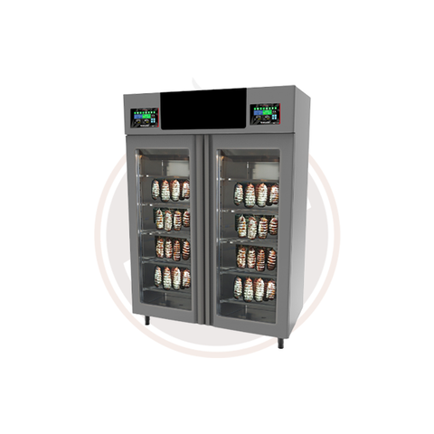 Omcan StagionelloEvo® 100 kg + 100 kg Twin Curing Cabinet with ClimaTouch® and Fumotic® - 41262
