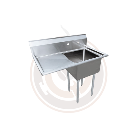 24″ x 24″ x 14″ One Tub Sink with 3.5″ Center Drain and Left Drain Board