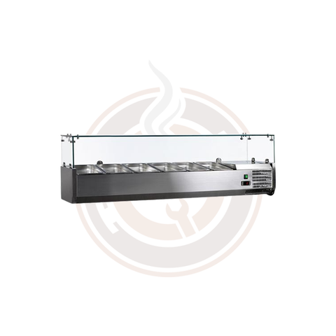 59-inch Refrigerated Topping Rail with Glass Guard