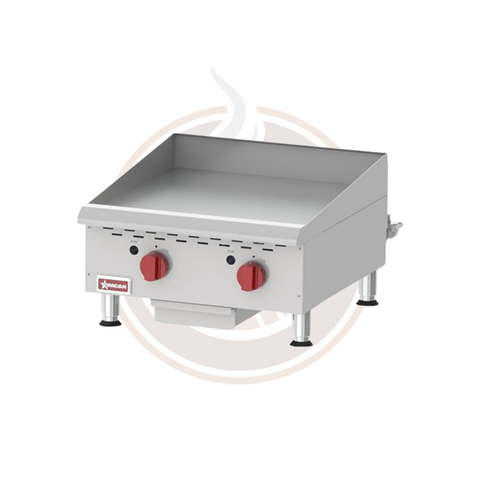 Omcan Countertop Stainless Steel Gas Griddle With Thermostatic Control with 2 Burners - 43017