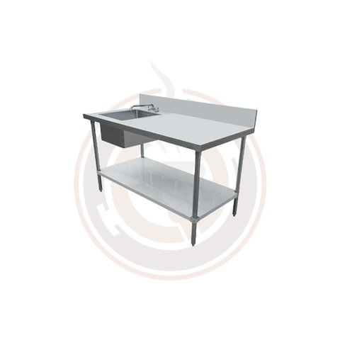 Omcan Stainless Steel Table with Sink and 6" Backsplash - 30" x 60" - 43231