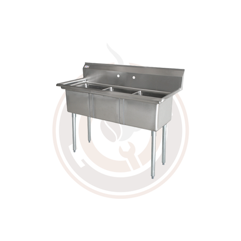 Omcan SS Sinks - 10" x 14" x 10" Three Tub Sink / No Drain Board - 43758