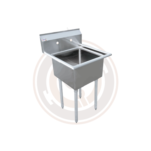 Omcan SS Sinks - 18" x 18" x 11" One Tub Sink / No Drain Board - 43761 / 22112