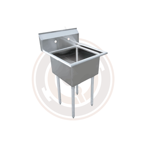 Omcan 24" x 24" x 14" One Tub Sink with 3.5" Center Drain and No Drain Board - 43783