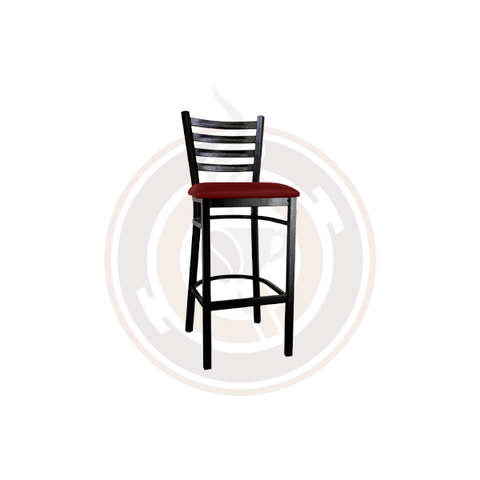 Omcan Bar Height Metal Ladder Chair - Burgundy - 44515