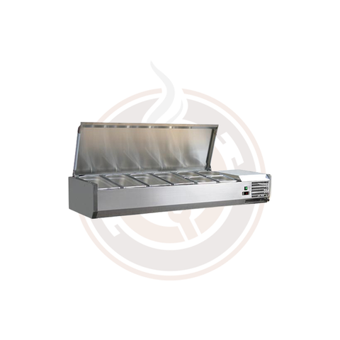 Omcan 59-inch Refrigerated Topping Rail with Stainless Steel Cover - 46657