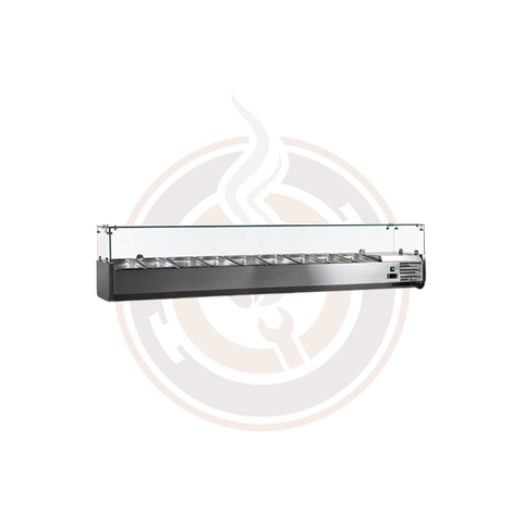 Omcan 79-inch Refrigerated Topping Rail with Glass Guard - 46680