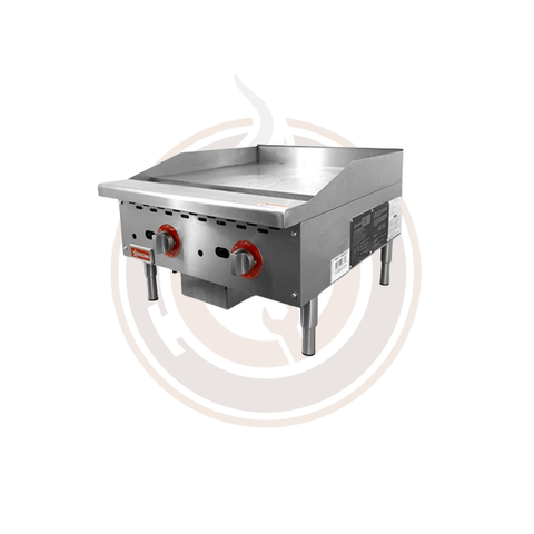Omcan 24" Countertop Gas Griddle with Thermostat Control - 2 Burner - 47371