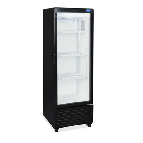 Omcan 16.5″ One (1) Glass Door Display Refrigerator, 5 cu.ft. (140 L), Black - 47563