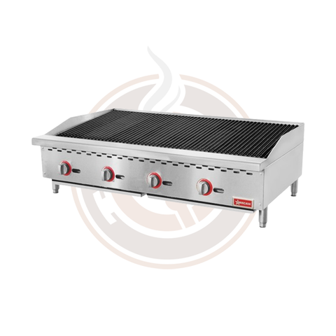 Omcan 48" Countertop Radiant Gas Charbroiler, 4 burners, 140,000 BTU - 47766