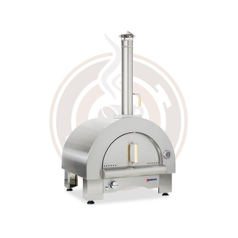 Omcan 33" Countertop Wood Burning And Propane Gas 35,000 BTU Pizza Oven Stainless Steel - 47875