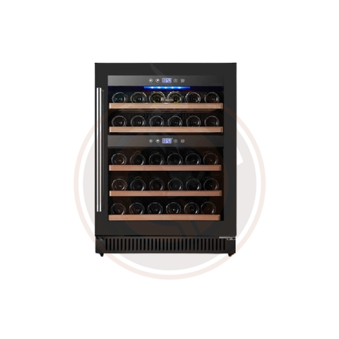 Vinovero 24" Dual Zone Wine Cooler with 40 Bottle Capacity and Black Full Glass Door