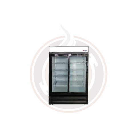 Omcan 47-Inch Double Sliding Glass Door Commercial Refrigerator – 29.5 Cu. Ft. (835 L) - SKU: 48664
