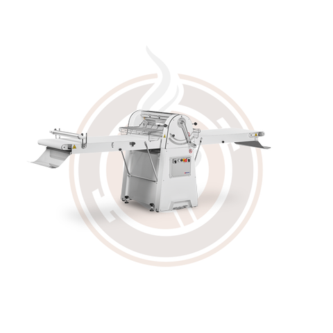 Omcan 17.6 lb (8 kg) Dough Sheeter Floor Model with 48" Table - 750W, 220V, 1 Phase - 49010