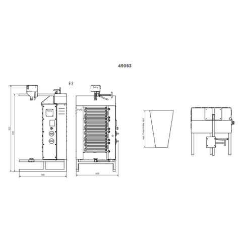 Potis E2 30 Kg Electric Doner Kebab Machine / Vertical Broiler with 2 Burners | Trento – 208V, 1 Phase, 6 kW - 49063