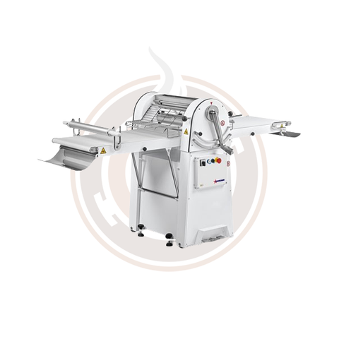 Omcan 11 lb (5 kg) Dough Sheeter Floor Model with 28" Table - 750 W, 220 V, 1 Phase - 49116