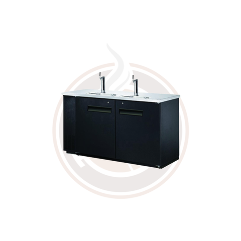 61-inch Solid Door Back Bar Cooler With Beer Dispenser with Two Taps and 15.8 cu. ft. capacity