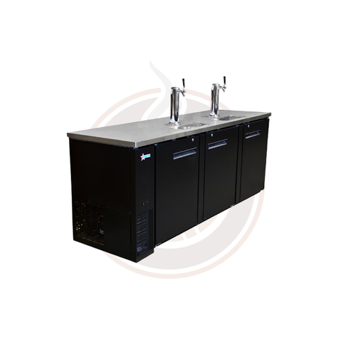Omcan 90-inch Triple Solid Door Beer Bottle Dispenser with Two Taps and 32 cu. ft. capacity - 50069