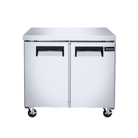 Omcan 36″ Two (2) Door Undercounter Refrigerator, 8.7 cu. ft (246 L), Stainless Steel - 50102