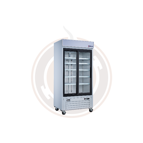 Omcan 40" Commercial Display Refrigerator – 2 Sliding Glass Doors, 31.5 Cu. Ft. (892 L), R290 Refrigeration – Black / White, 50131 / 50127