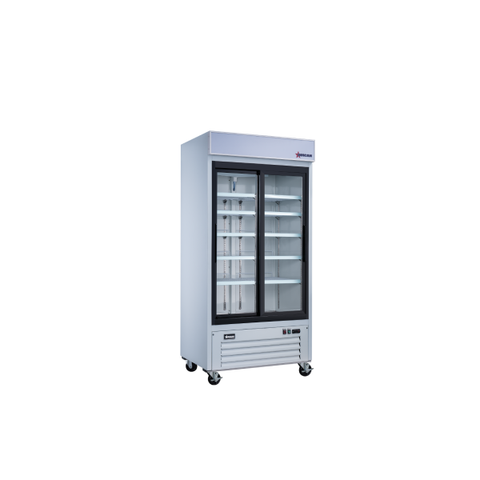 Omcan 40" Commercial Display Refrigerator – 2 Sliding Glass Doors, 31.5 Cu. Ft. (892 L), R290 Refrigeration – Black / White, 50131 / 50127
