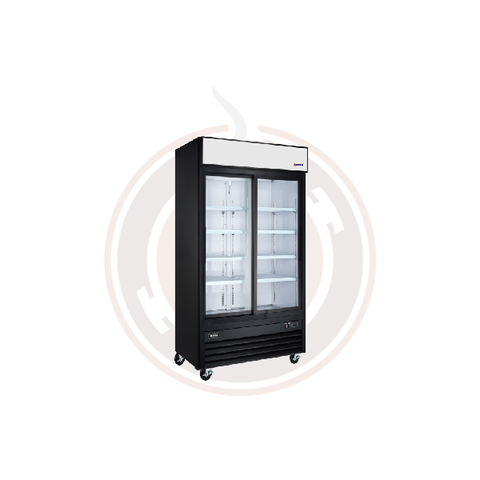 Omcan 40" Commercial Display Refrigerator – 2 Sliding Glass Doors, 31.5 Cu. Ft. (892 L), R290 Refrigeration – Black / White, 50131 / 50127